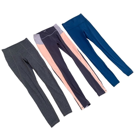 Athleta bundle of 3 pair high waisted leggings in gray, teal & gray multi sz xxs - Picture 2 of 11